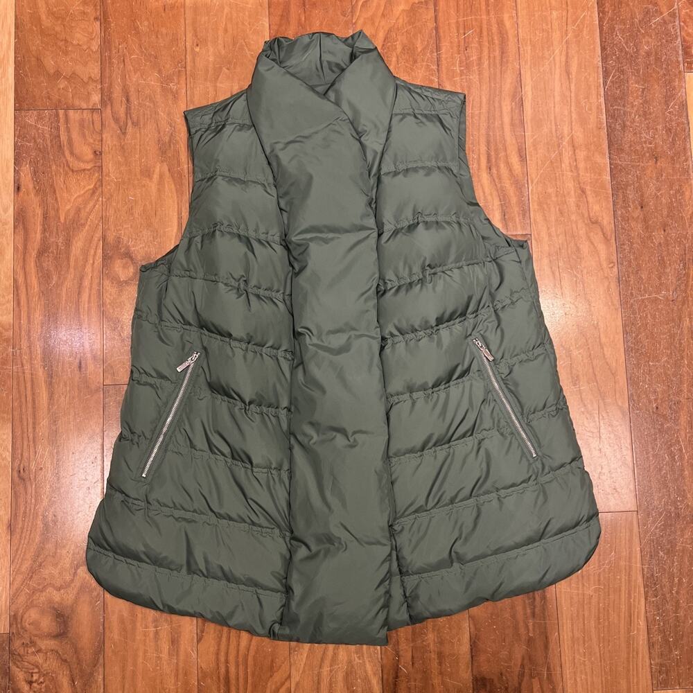 Lafayette 148 New York Green Reversible Down Puffer Vest 1X